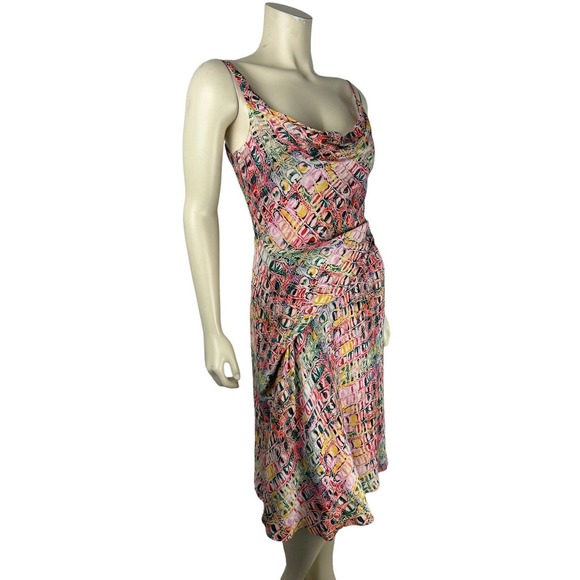 Sies Marjan Farrah Croco Printed Midi Slip Dress 2 Colorful Cocktail Drape Neck - Picture 2 of 12